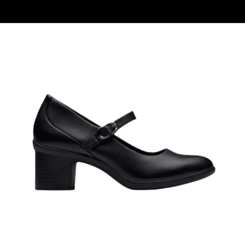 Clarks Women's Shaya Jane Black Leather Mary Jane Pump - 82996 Shoe Fit Wide - Picture 7 of 7